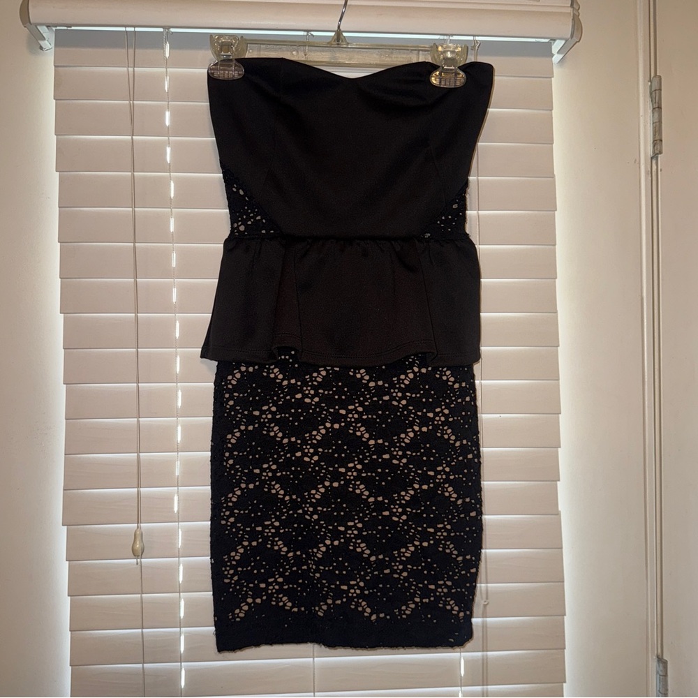 Black Lace Dress with Peplum